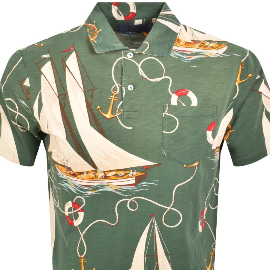Ralph Lauren Anchors Print Polo Green | Mainline Menswear us